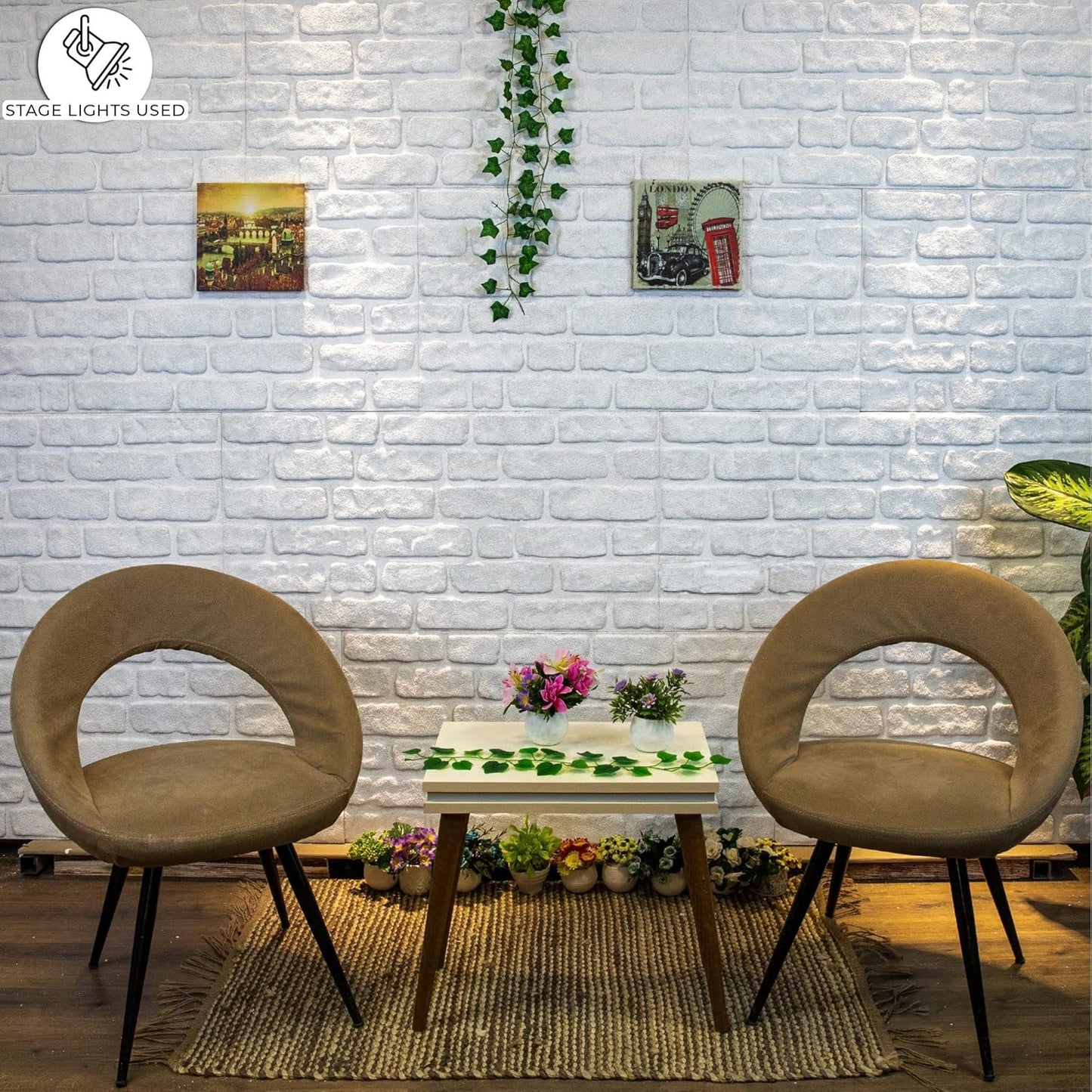 Dundee Deco 3D Wall Panels Faux Brick - Cladding, White Stone Look Wall Paneling, Styrofoam Facing for Living Room, Kitchen, Bathroom, Balcony, Bedroom, Set of 10, Covers 53 sq ft