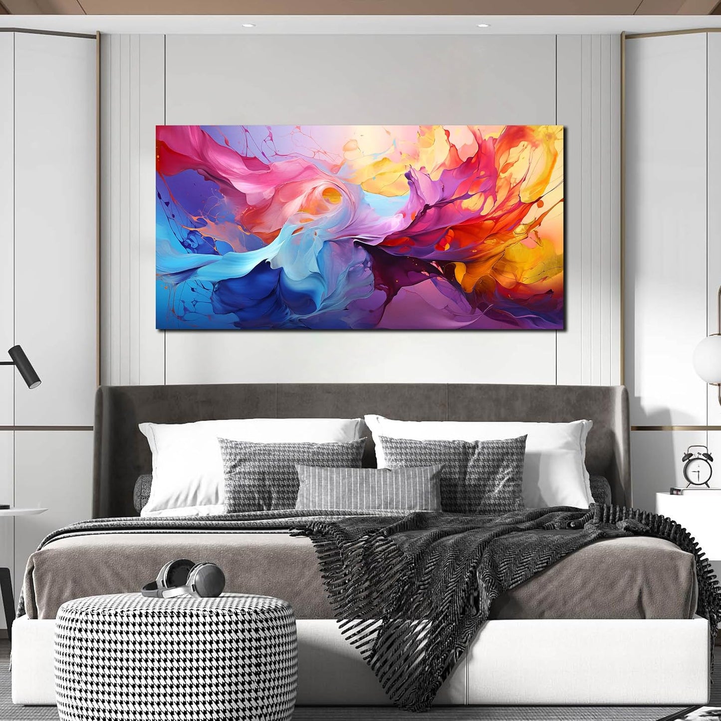GUGIKA Abstract Wall Art for Living Room, Colorful Canvas Wall Decor for Bedroom, Picture Print, Size 48x24 Inches