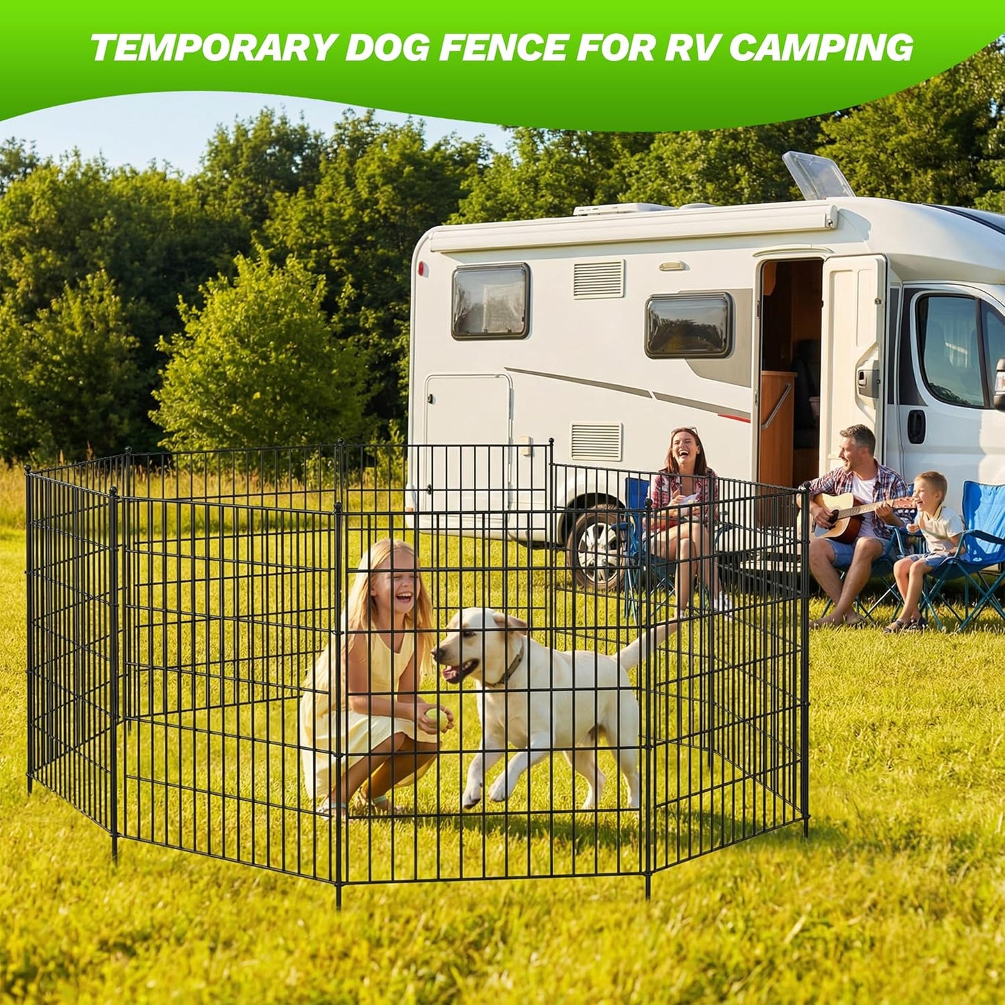 Toolterritary 10 Panels No Dig Decorative Garden Fence with Gate, 40in(H) x 25ft(L), Dog Fence Outdoor for Yard - Rustproof Metal Animal Barrier Fencing for Patio, Flower Bed, Ideal for Dogs, Rabbits