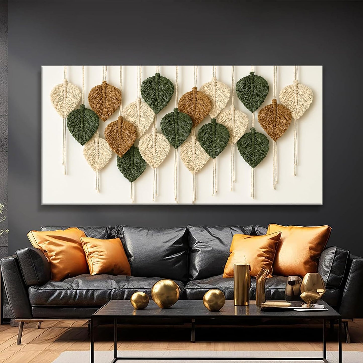 Tsomzxng Large Boho Wall Art Living Room Chic Home Wall Art Modern Multicolor Leaves Feather Canvas Wall Art Decor Picture For Bedroom Apartment Kitchen Ready To Hang 29" W X 58" L