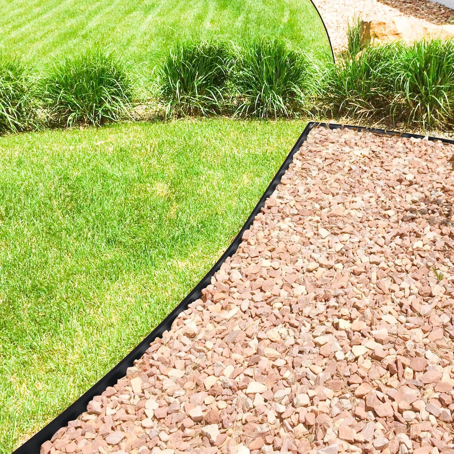 GOTGELIF Landscape Edging Border Kit No-Dig, 2'' x 100FT, Black Garden Edging with 120 Anchoring Stakes for Lawn, Flower Beds, and Yard Borders