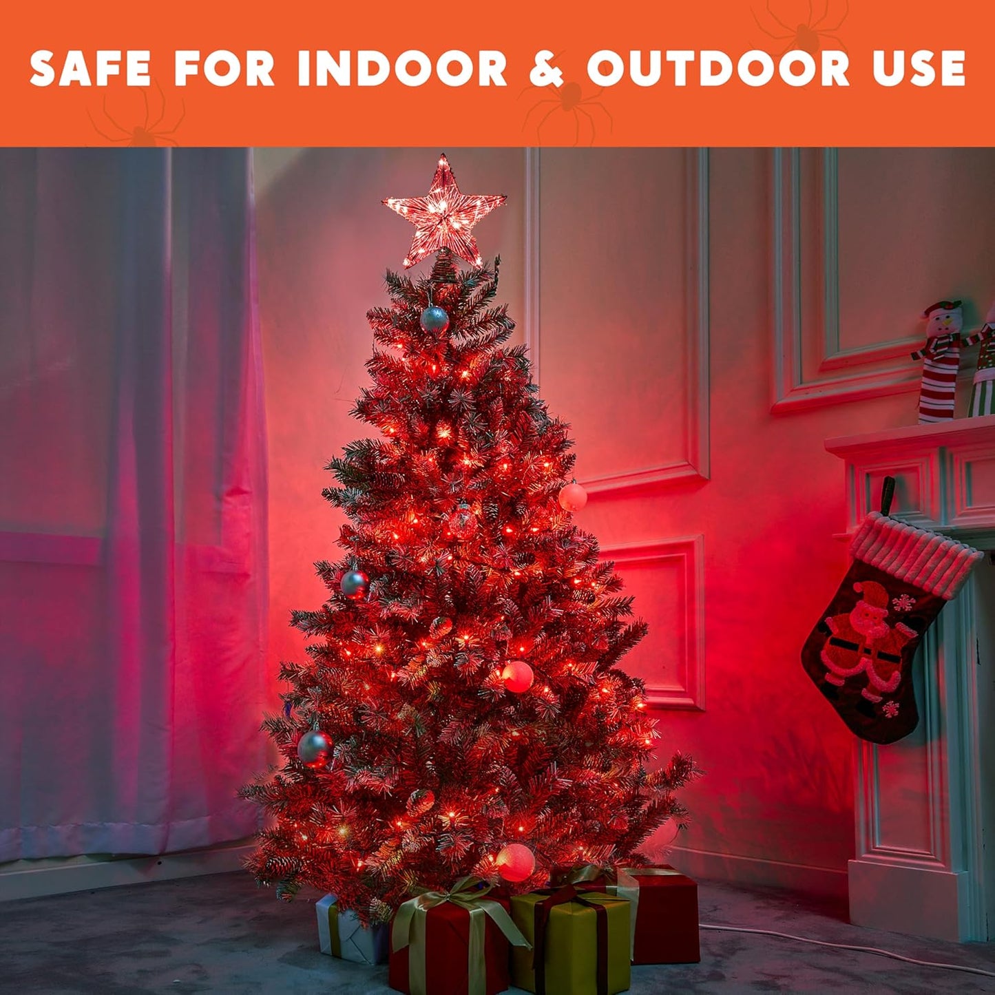 Joiedomi Red Christmas Lights Outdoor,42.8FT Christmas Tree Lights Outside,200(2x100) Count String Lights,Green Wire Xmas Lights for Decorations Indoor Holiday Theme Party Yard House