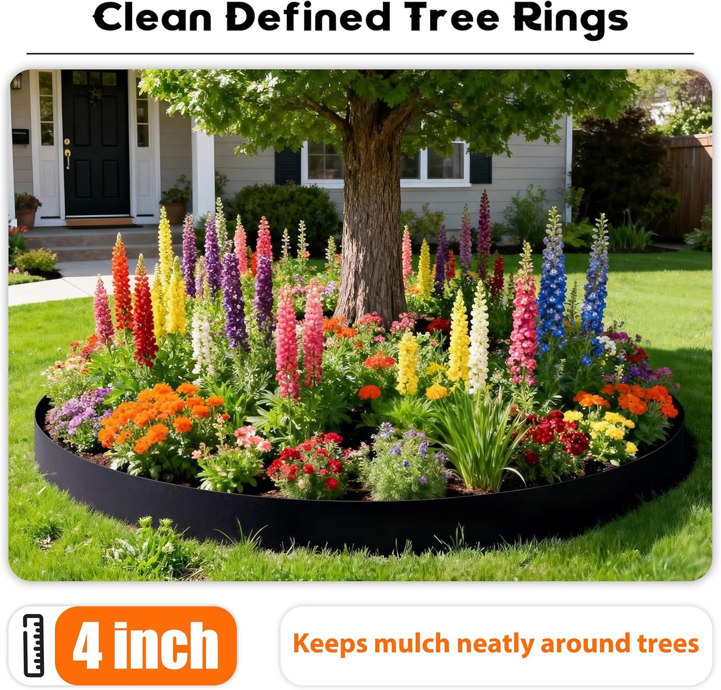 Landscape Edging 4 Inch Tall No Dig Garden Edging Border 33FT with 30 Metal Stakes,Lawn Edging for Yard, Flower Bed and Landscaping (Black, 33FT)