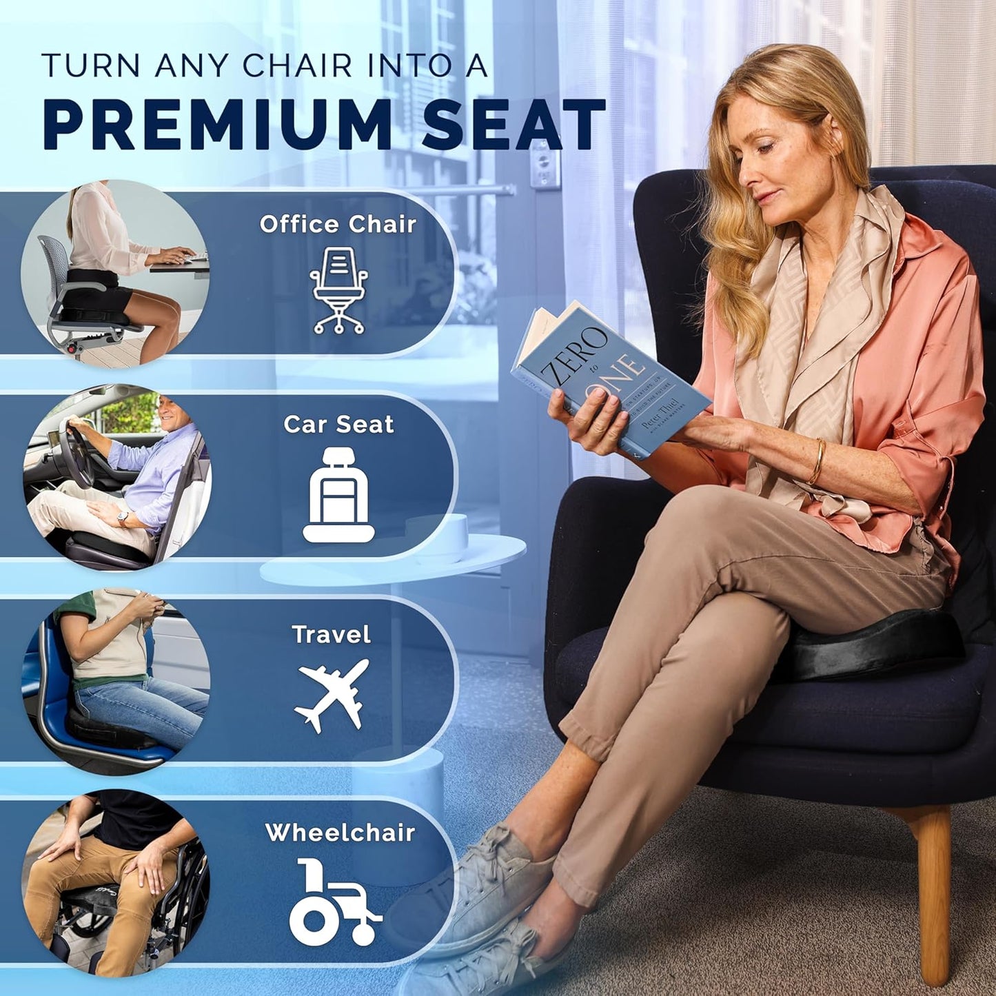ComfiLife Gel Enhanced Seat Cushion & Cooling Knee Pillow Bundle – Seat Cushion for Office Chair – Leg Pillow for Side Sleeping