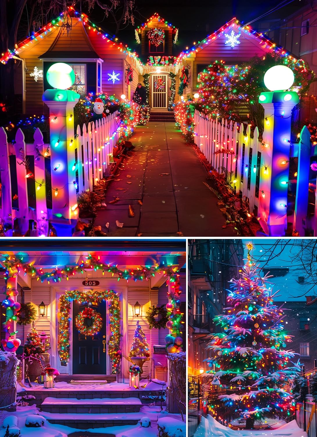 Brightown Outdoor Christmas Lights, 100 Ft LED Commercial String Lights With Multicolor Strawberry C9 Bulbs, Waterproof Connectable UL Certified for Indoor Yard Xmas Tree House Decor