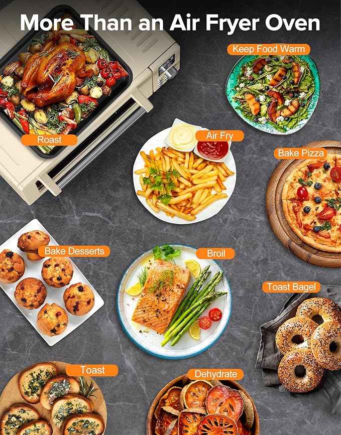 Nuwave Bravo Pro Smart Air Fryer Toaster Oven Combo, Airfryer Convection Oven Countertop, 10-in-1 Functions with Quicker & Even Crisp Technology, 1800W, 50-450°F, PFAS-Free, 21QT, Vanilla Cream