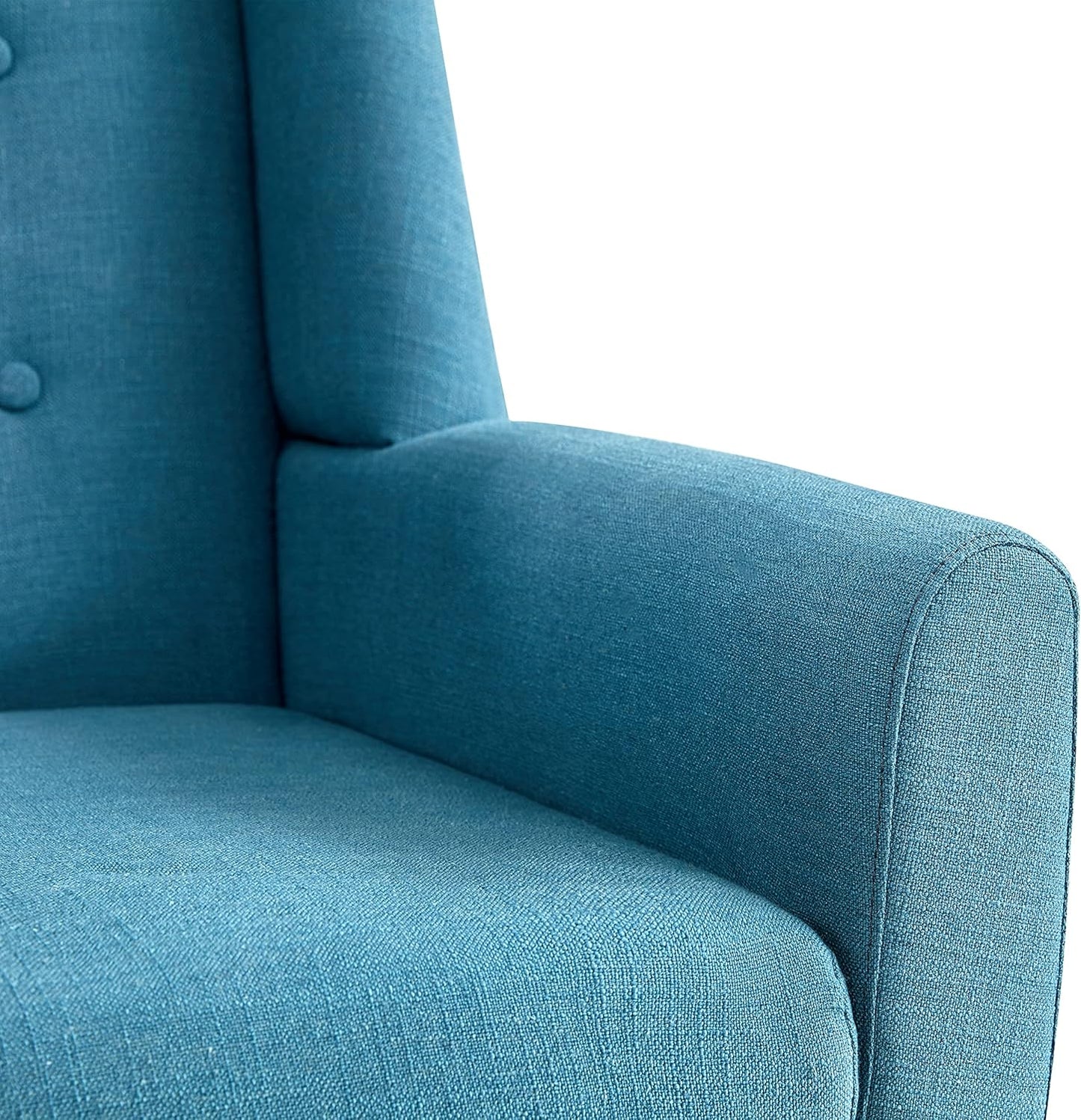 HUIMO Button-Tufted Accent Chairs,Upholstered Reading Living Room Chair,Mid Century Modern Chair with Linen Fabric, Club Chair,Comfy Arm Chairs for Living Room,Bedroom Lake Blue