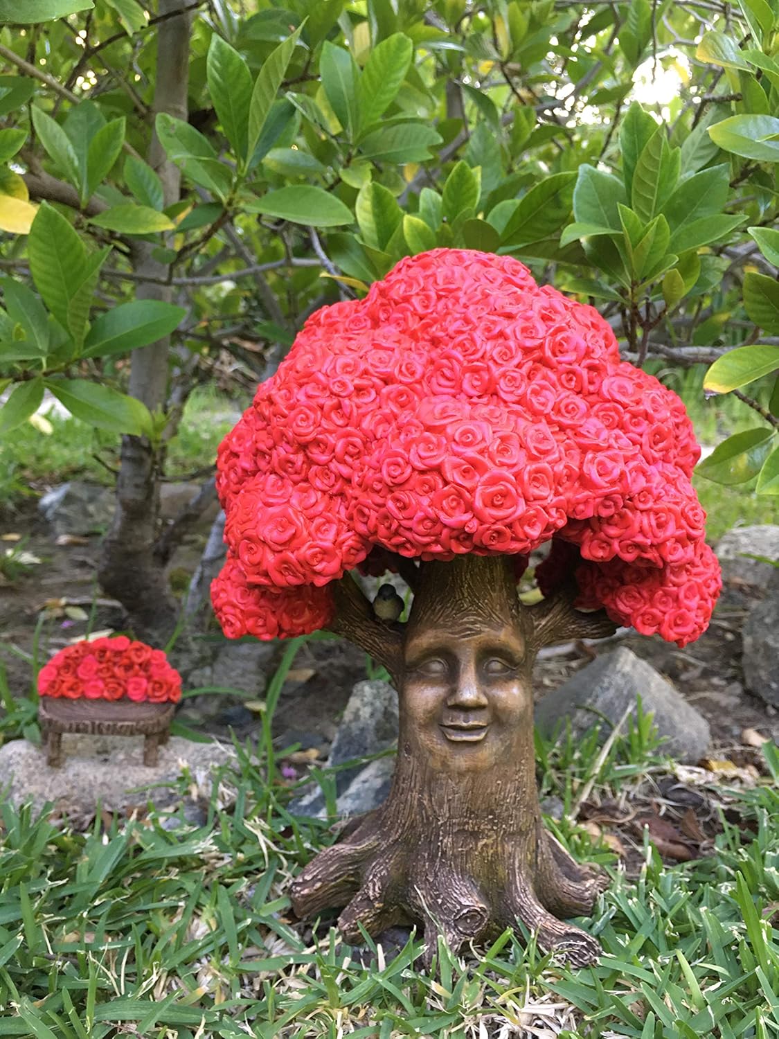 GlitZGlam Fairy Garden Miniature Tree: Mrs. Rose The Pink Rose Tree of Azar (9 Inch Tall) for The Garden Fairies and Gnomes - from The Beautiful Azarian Collection. A Fairy Garden Accessory