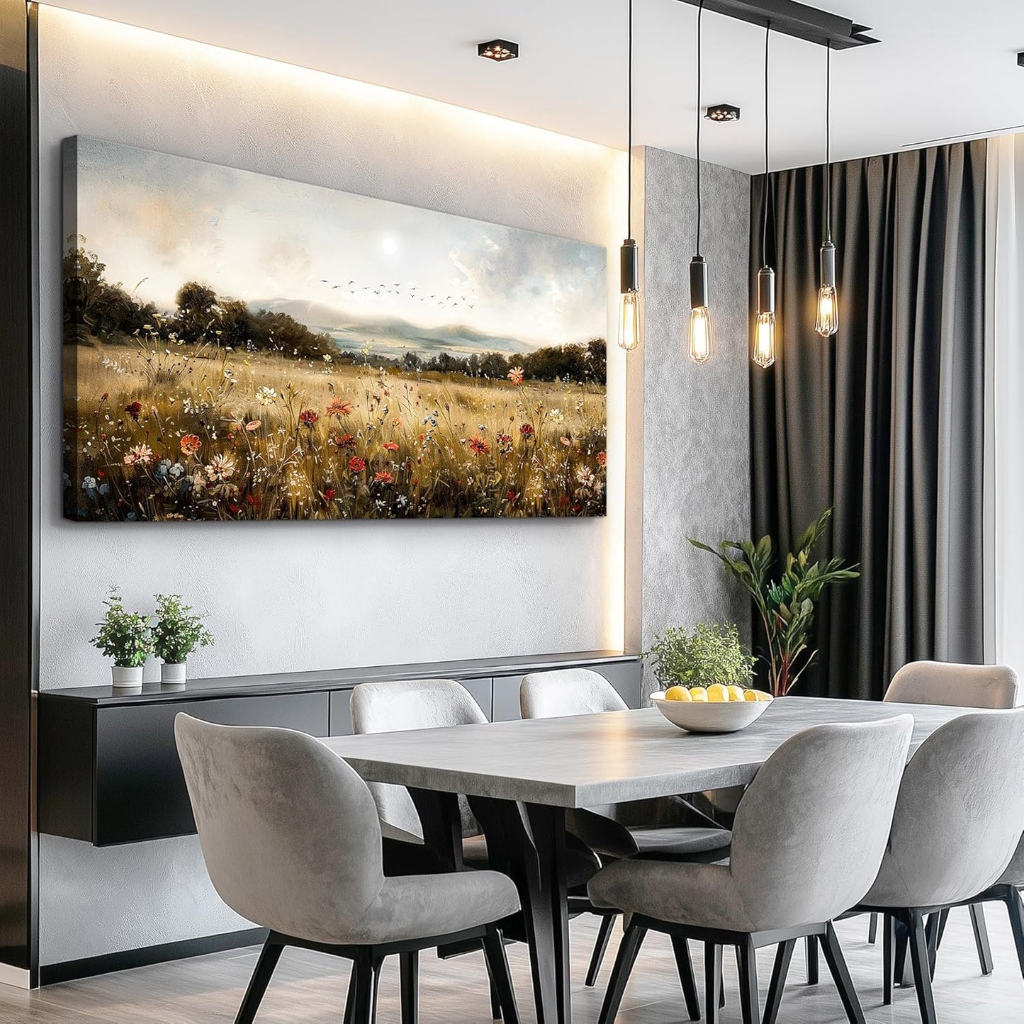 KELIYUAN Modern Canvas Print Wall Art Vintage Home Decorlawn Painting With Floral Wall Art Printsclassic Landscape Office Living Room Bedroom Wall Decor Home Decorcan Be Hung Directly 24x48 Inches