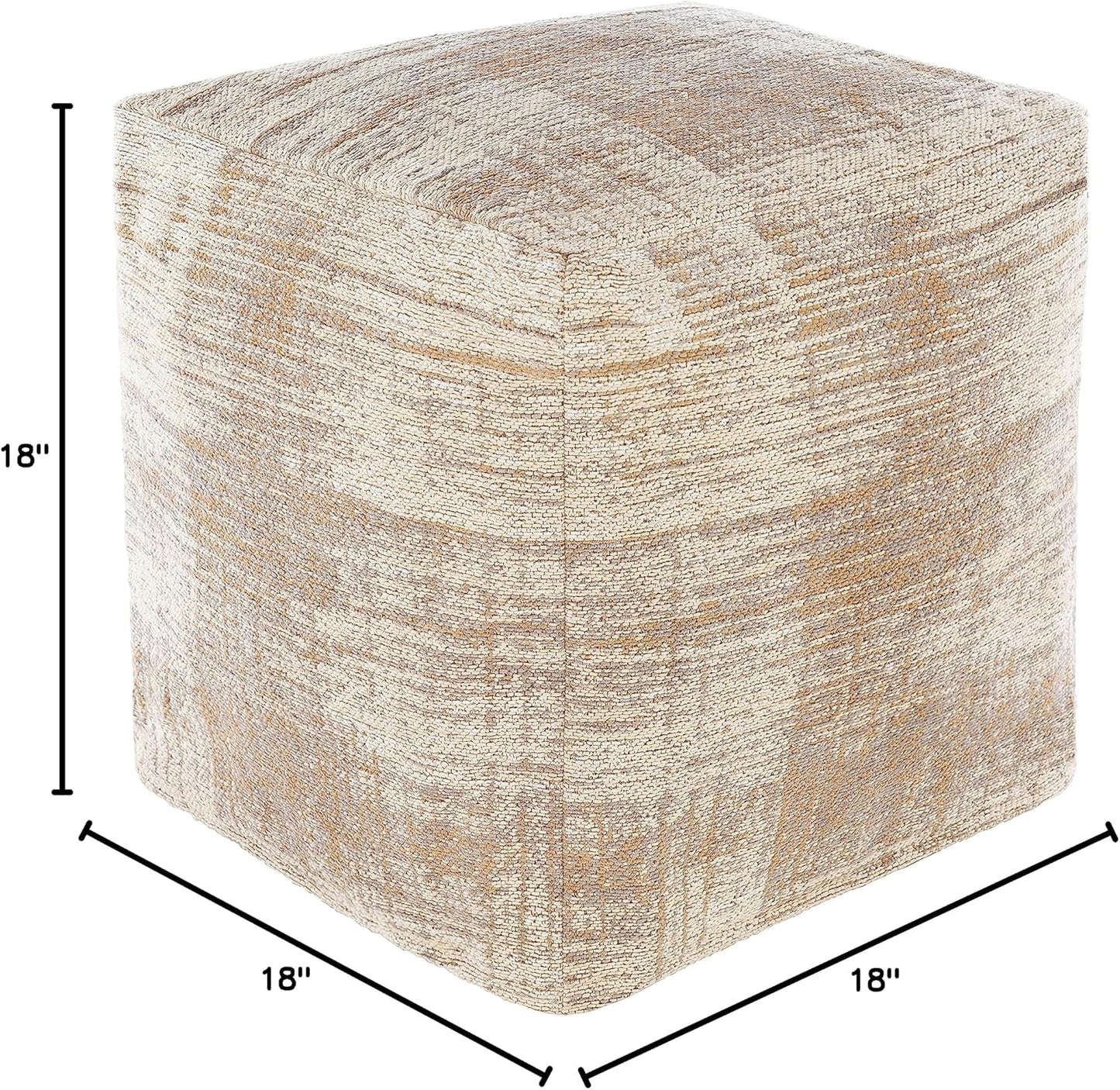 Mark&Day Pouf Ottoman, Puchenstuben Modern Taupe Cube Pouf Foot Rest for Living Room, Bedroom and Boho Home Decor (18"x18"x18")