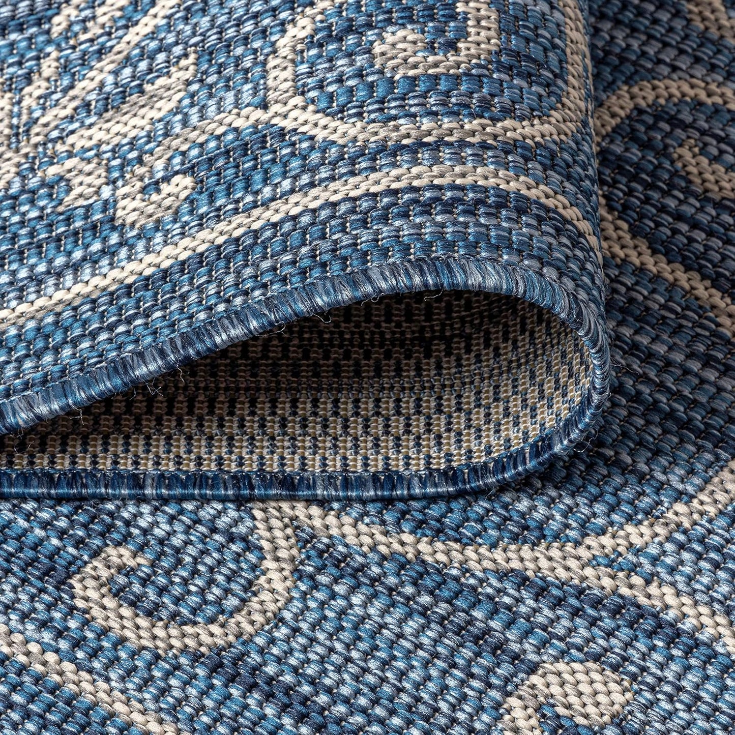 JONATHAN Y Vintage Filigree Indoor Outdoor Area Rug 10X14 Navy/Gray, Charleston Textured Weave for Backyard, Patio, Porch, Easy-Cleaning, High Traffic, Pet-Friendly, Non-Shedding (SMB106D-14)