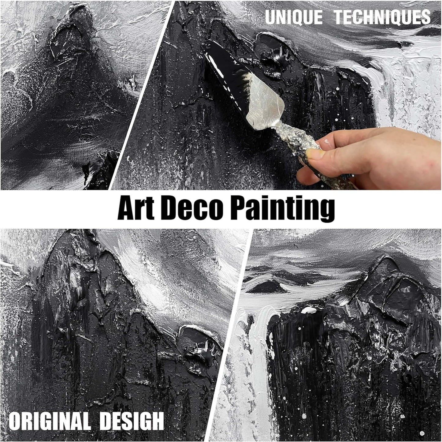 Natural Landscape Hand Painted Wall Art for Office Mountain Painting Wall Decor for Living Room Waterfall Canvas Wall Art for Bedroom Size 24 x 47 Inch