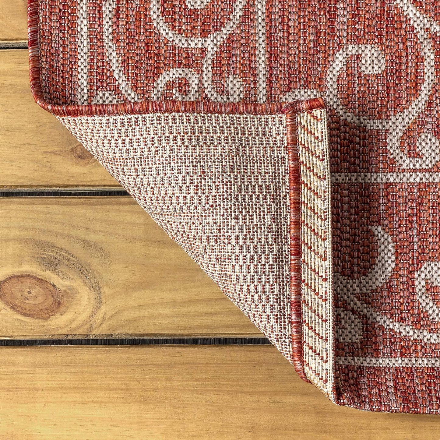 JONATHAN Y Vintage Filigree Indoor Outdoor Runner Rug 2X10 Red/Beige, Charleston Textured Weave for Backyard, Patio, Porch, Easy-Cleaning, High Traffic, Pet-Friendly, Non-Shedding (SMB106B-210)