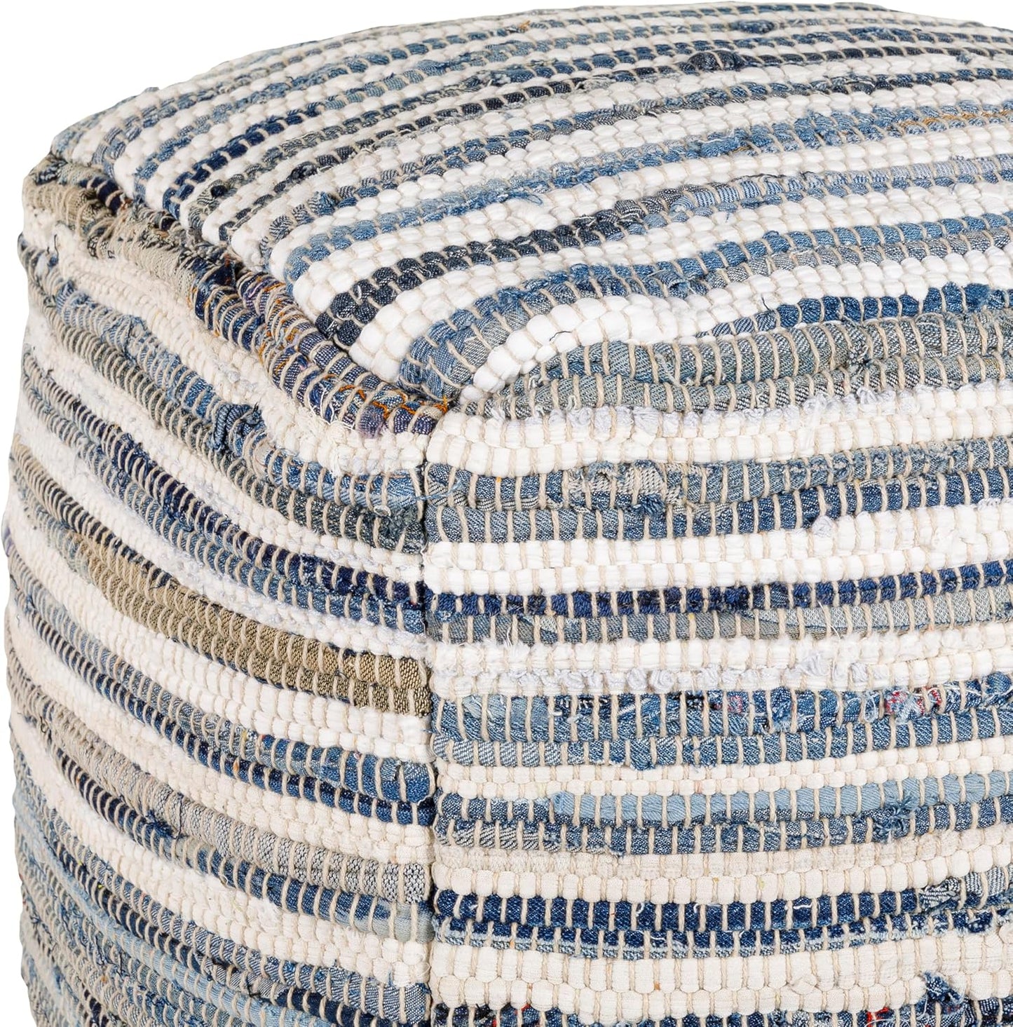 Mark&Day Pouf Ottoman, Korneuburg Natural Fiber Navy Cube Pouf Foot Rest for Living Room, Bedroom and Boho Home Decor (16"x16"x16")