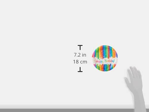 Multicolor Rainbow Ribbons Dessert Paper Plates - 7" (8 Count), Eye-catching & Eco-friendly - Perfect For Birthday Celebrations