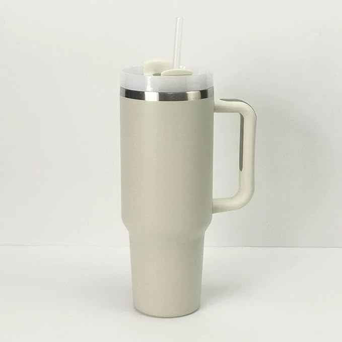 40oz Insulated Travel Mug Tumbler With Handle and Straw,Stainless Steel Double Wall Vacuum Cup Keep Drink Cold and Hot (Dune#)