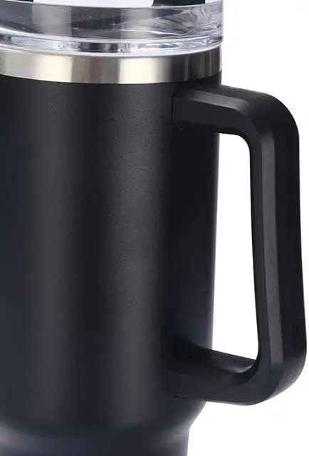 40oz Insulated Travel Mug Tumbler With Handle and Straw,Stainless Steel Double Wall Vacuum Cup Keep Drink Cold and Hot (Caramel)