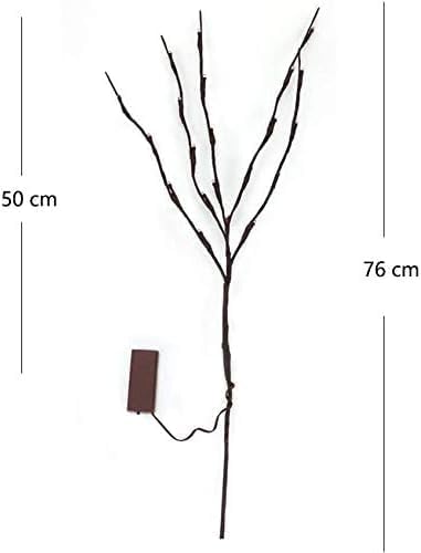 DK177 2 Pack Led Branch Light Battery Operated Lighted Branch Vase Filler Willow Tree Artificial Little Twig Power Sliver 30 Inch 20 LED for Home Romantic Decoration (Sliver-Color)