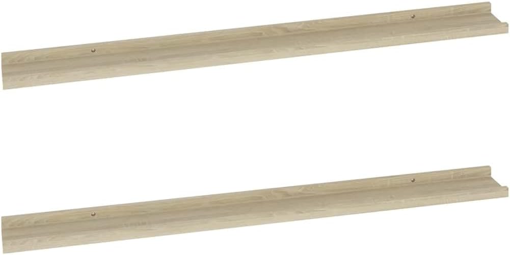Wall Shelf Set of 2 Large Floating Shelves in Sonoma Oak MDF Matte Finish 39.4 Inch Rectangular Wall Decor for Living Room Bedroom Bathroom Storage and Display
