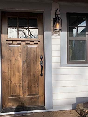 Muskoka Lifestyle Products Rustic Wall Light Lantern with Retro Industrial loft Lantern Look in Rubbed Bronze Powder Coat Finish with Wine Bottle Pioneer jug Glass