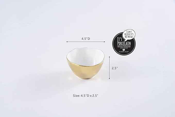 Pampa Bay Moonlight Tarnish Free Porcelain Snack Bowl with gold titanium