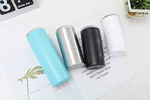 Double Wall 18/8 Stainless Steel Vacuum slim skinny tumbler with straw and lid, insulated travel mug keeping beverage cold and warm (Stainless steel, 12oz)