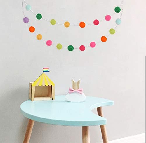 36PC 9.8 Feet Felt Wool Balls Garland 4/5 Inch Hanging String Kit for Christmas Tree Garland Holiday Decoration Birthday Wedding Baby Shower Party Wall Decorations