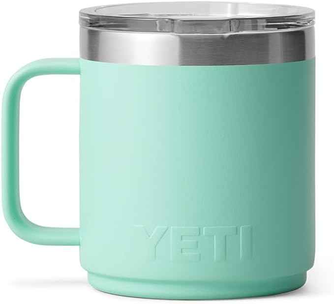 YETI Rambler 10 oz Ceramic Lined Stackable Mug, Vacuum Insulated, Stainless Steel with MagSlider Lid, Seafoam