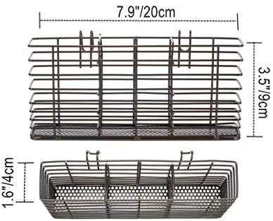Slideep Cutlery Utensil Silverware Drying Rack, Flatware Storage Solution Basket with Hooks for Kitchen Dish Drainer Dish Drying Rack, Rust Proof Nickel