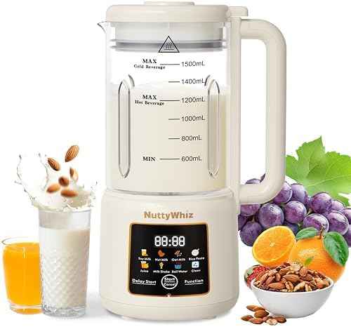8-in-1 Nut Milk Maker, 12 Stainless Steel Blades 50oz - No Soak, Self-Clean, Delay Start & Keep Warm, for Almond/Soy/Oat Milk, Smoothies, Shakes - Plant-Based Dairy Free for Family & Party