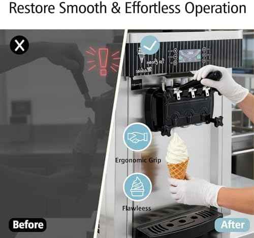 3-Pack Metal Replacement Handles Compatible with Vevor Soft Serve Ice Cream Machine, 3-Handle Set for Front Panel, Fits Square Hole Valve Rod, Commercial Dispenser Repair Kit