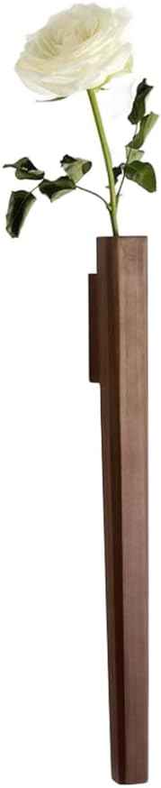 Wooden Wall Vase, Boho Hanging Planter for Indoor Plants & Flowers, Farmhouse Wall Hanging Pocket Planter for Greenery, Wood Wall-Mounted Planters for Living Room Kitchen Office Home Decor (Dark)