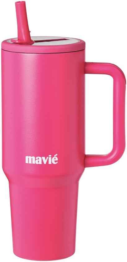 40oz Tumbler With Handle & Built-In Flip Straw, Double Insulated Stainless Steel Water Bottle With Leakproof Clear Lid, Scratch Resistant, Reusable Cup Holder Friendly Travel Coffee Mug (Pink)
