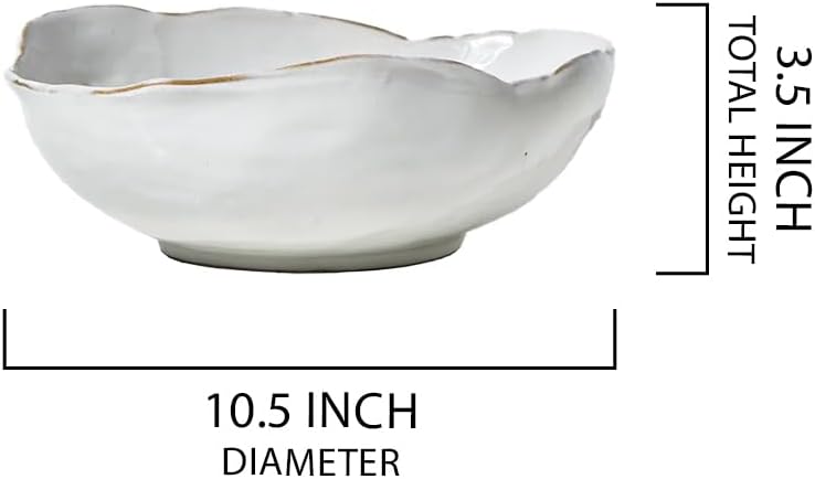 Serene Spaces Living Free-Form Glazed Ceramic Bowl – Mother's Day Centerpiece Gift, Decorative Bowl for Dining Table, Mantel & Shelf, 10.5" Diameter