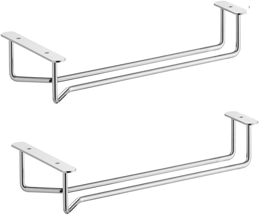 Soro Essentials- 10" Glass Hanging Stemware Rack Chrome Plated Set of 2- Wine Glass Hangers Under Shelf Cabinet Wire Wine Holder Storage Hanger for Cabinet Kitchen Bar or Home