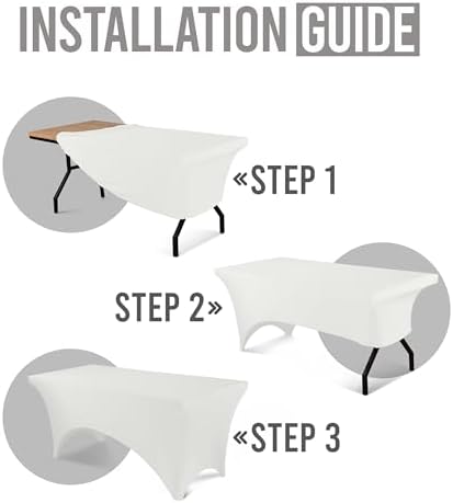 Utopia Kitchen 8FT Spandex Tablecloth [1 Pack, White] 200 GSM Stretch, Fitted, Washable and Wrinkle Resistant Table Cloth Rectangle Cover for Trade Shows, Wedding, Parties [96Lx30Wx30H Inch]