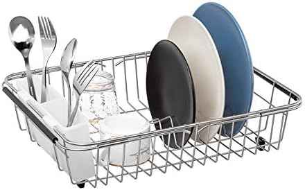 SANNO Utensil Drying Rack, Plastice Utensil Silverware Storage Holder fit for Dish Rack Over Sink, Chopsticks/Spoon/Fork/Knife Drainer Basket Flatware Storage Drainer,White, 7.75"×1.5"