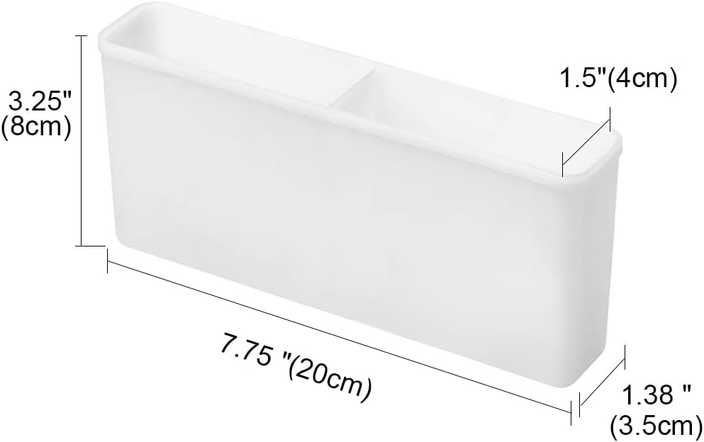 SANNO Utensil Drying Rack, Plastice Utensil Silverware Storage Holder fit for Dish Rack Over Sink, Chopsticks/Spoon/Fork/Knife Drainer Basket Flatware Storage Drainer,White, 7.75"×1.5"