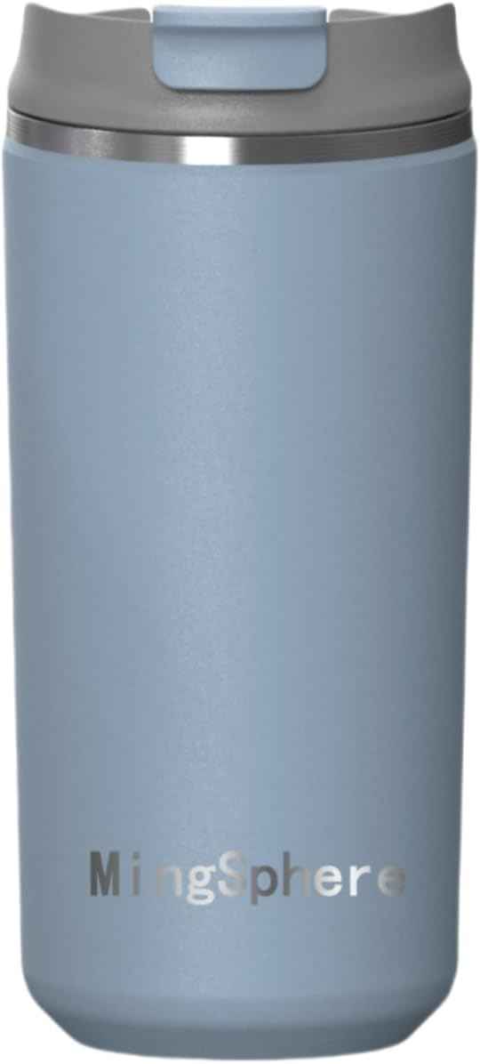 Travel Coffee Mug with Lid, 12 oz Insulated Tumbler, Leak Proof Stainless Steel Cup, for Hot Coffee, Iced Tea & Water, BPA Free, Car Cups Holder Friendly, Blue