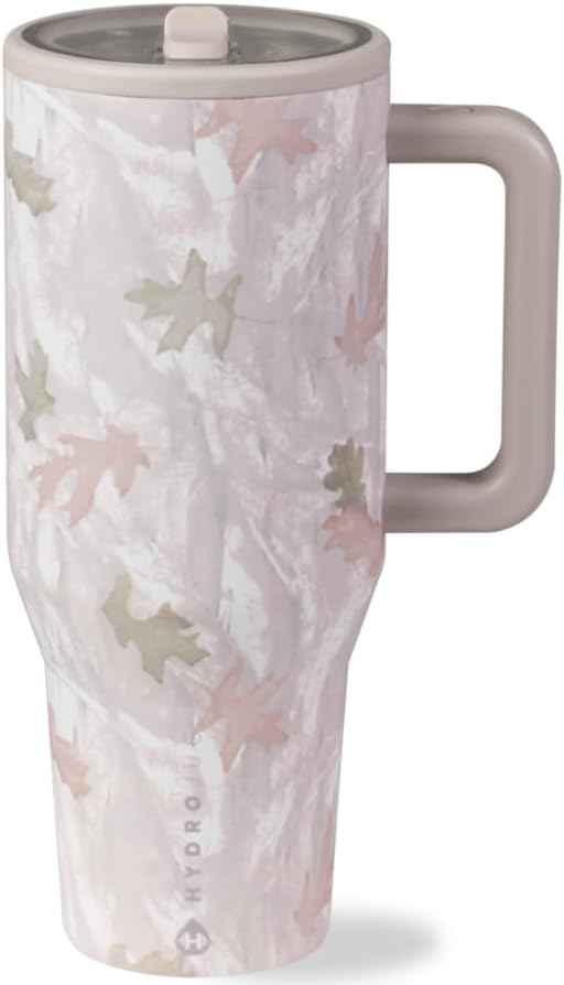 HydroJug Traveler - 32 oz Water Bottle with Handle & Flip Straw - Fits in Cup Holder, Leak Resistant Tumbler-Reusable Insulated Stainless Steel & Rubber Base - Gifts for Women & Men, Camo