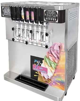 Kolice Commercial ETL tabletop 7 flavors soft serve ice cream machine, 4+3 mixed flavors frozen yogurt soft ice machine-upper tanks refrigerated, full transparent dispensers | 110V 3200W