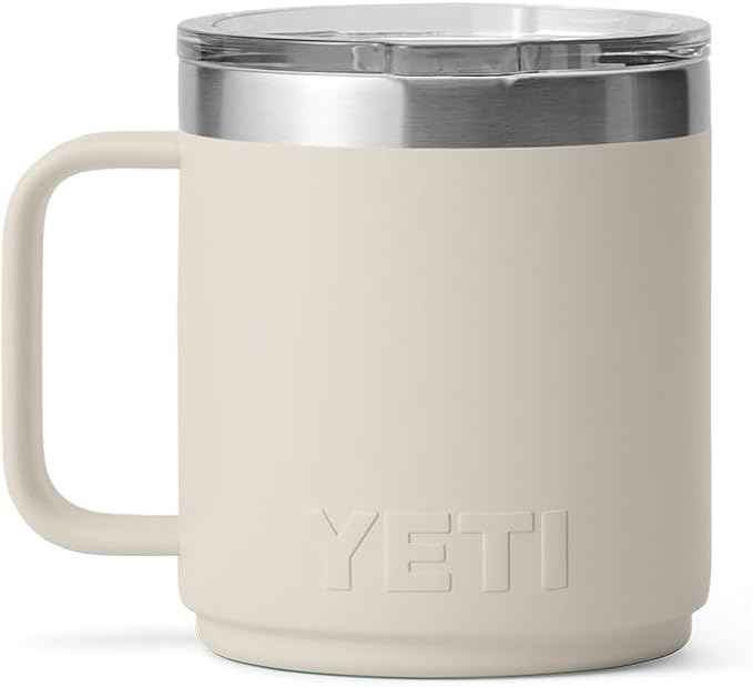 YETI Rambler 10 oz Ceramic Lined Stackable Mug, Vacuum Insulated, Stainless Steel with MagSlider Lid, Cape Taupe