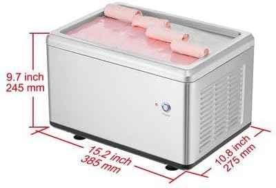 Happybuy Fried Ice Cream Roll Machine, 12.6" x 8.5" Pan, Stainless Steel Maker with Compressor and 2 Scrapers for Delicious Ice Cream, Yogurt, and Rolls