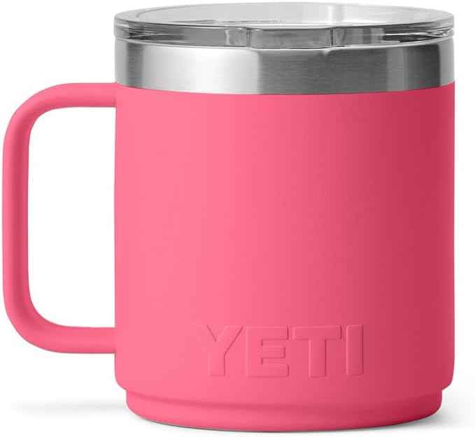 YETI Rambler 10 oz Ceramic Lined Stackable Mug, Vacuum Insulated, Stainless Steel with MagSlider Lid, Tropical Pink