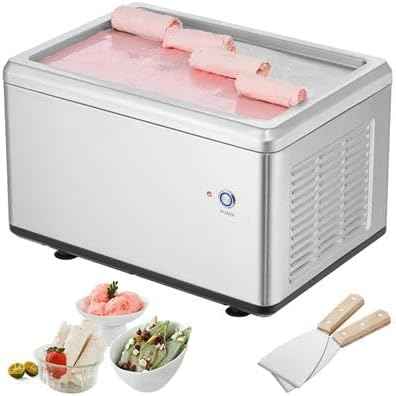 Happybuy Fried Ice Cream Roll Machine, 12.6" x 8.5" Pan, Stainless Steel Maker with Compressor and 2 Scrapers for Delicious Ice Cream, Yogurt, and Rolls