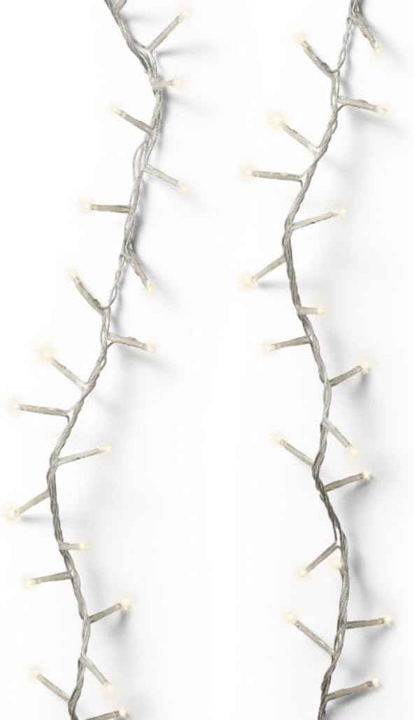 Lumineo 1000 LED Warm White Christmas Compact Lights Set, Transparent Wire 74 Feet