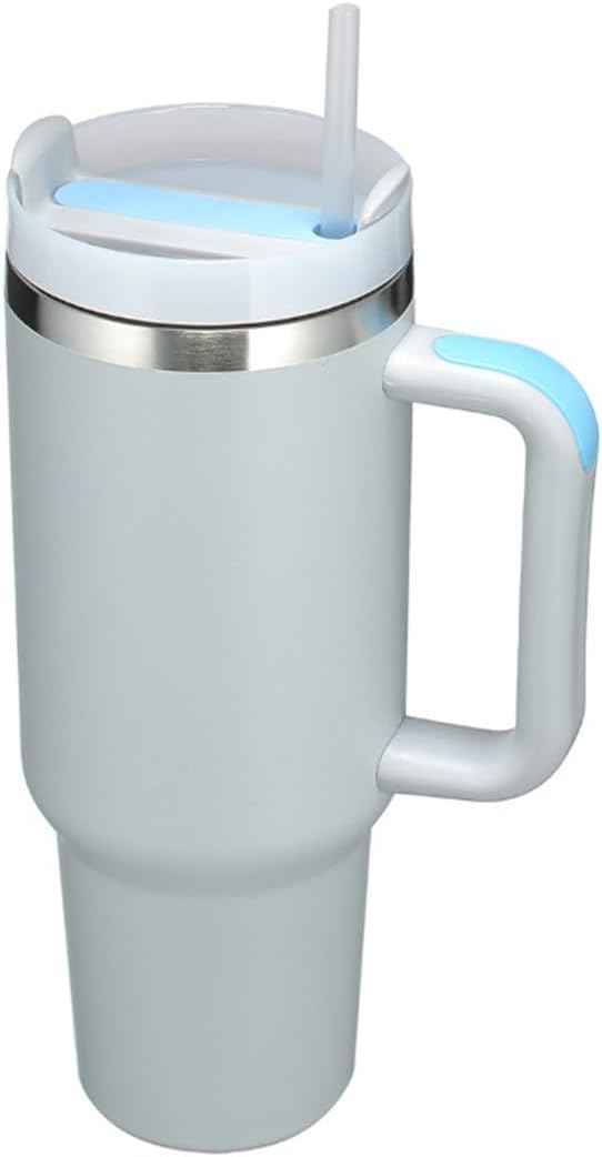 40oz Insulated Travel Mug Tumbler With Handle and Straw,Stainless Steel Double Wall Vacuum Cup Keep Drink Cold and Hot (Frog-blue#)