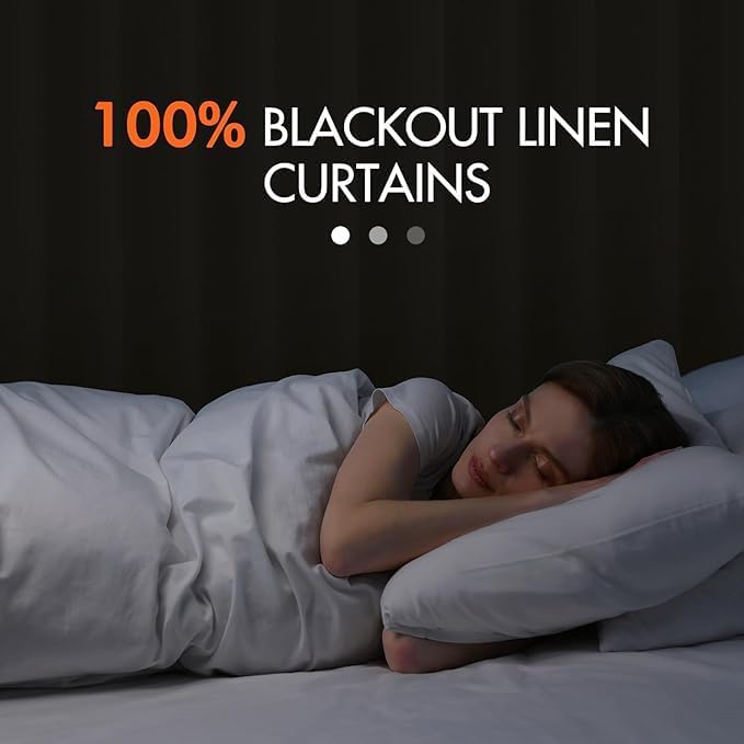 MIULEE 100% Blackout Curtains 96 Inch Long 2 Panels Set for Bedroom, Thick Faux Linen Black Out Curtain Room Darkening Back Tab Pleat Window Textured Drapes with Hooks for Living Room, Dutch Cocoa