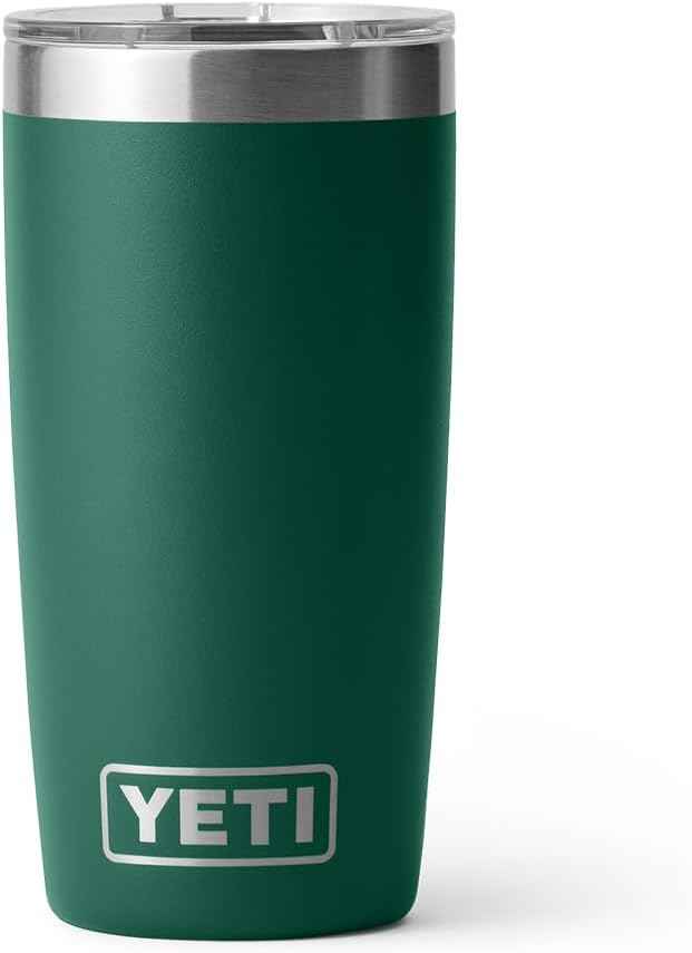 YETI Rambler 10 oz Tumbler, Stainless Steel, Vacuum Insulated with MagSlider Lid, Black Forest Green