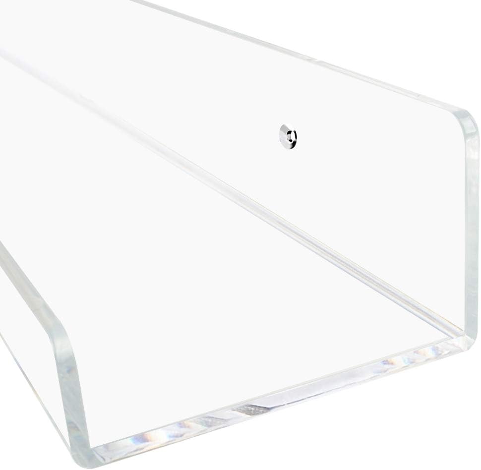 Weiai Clear Acrylic Shelf 15" Invisible Floating Wall Ledge Bookshelf, Kids Book Display Shelves Wall Mounted (15 Inch 6Pack)
